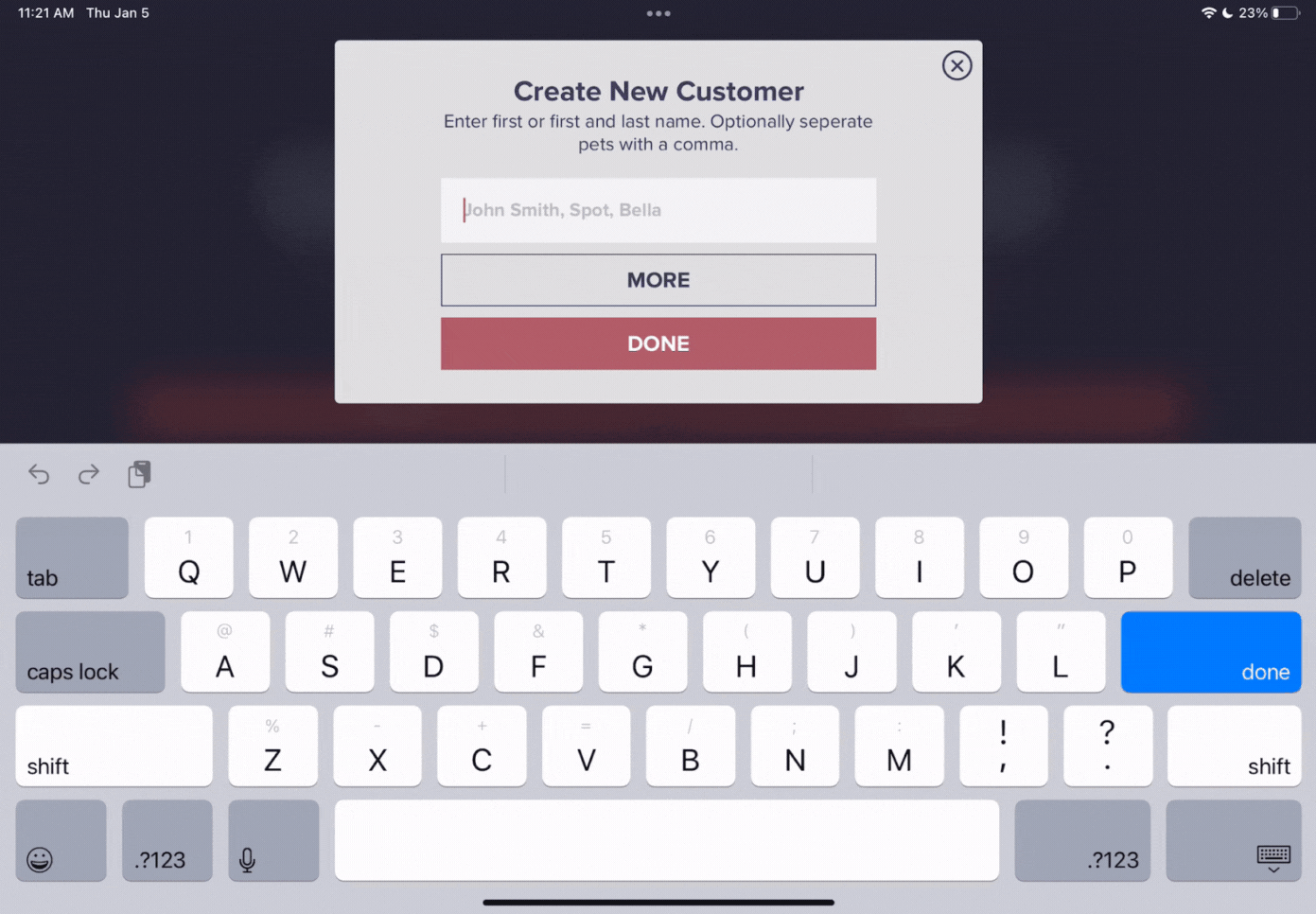 Creating a new customer in groomer.io app