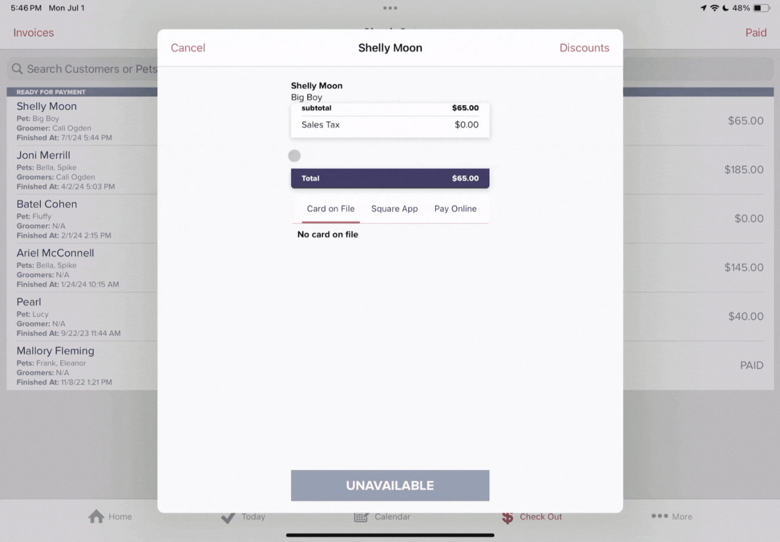 select payment from checkout